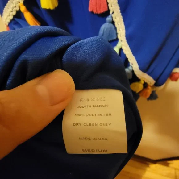 Judith March Royal Blue Rainbow Tassel Trim Tiered Tank Dress Size M - Picture 5 of 8